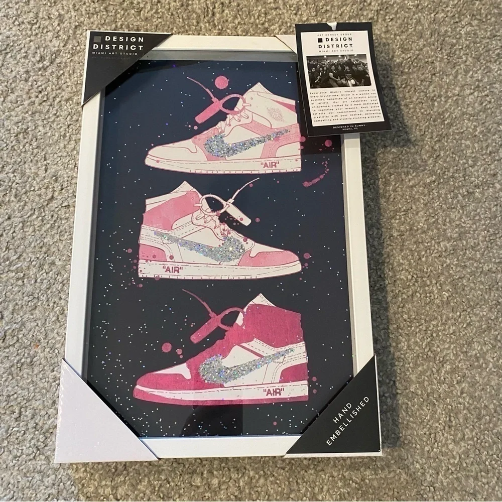 Nike Air Force One Framed Poster Art NEW Pink Glitter Girl Room Decor Wall